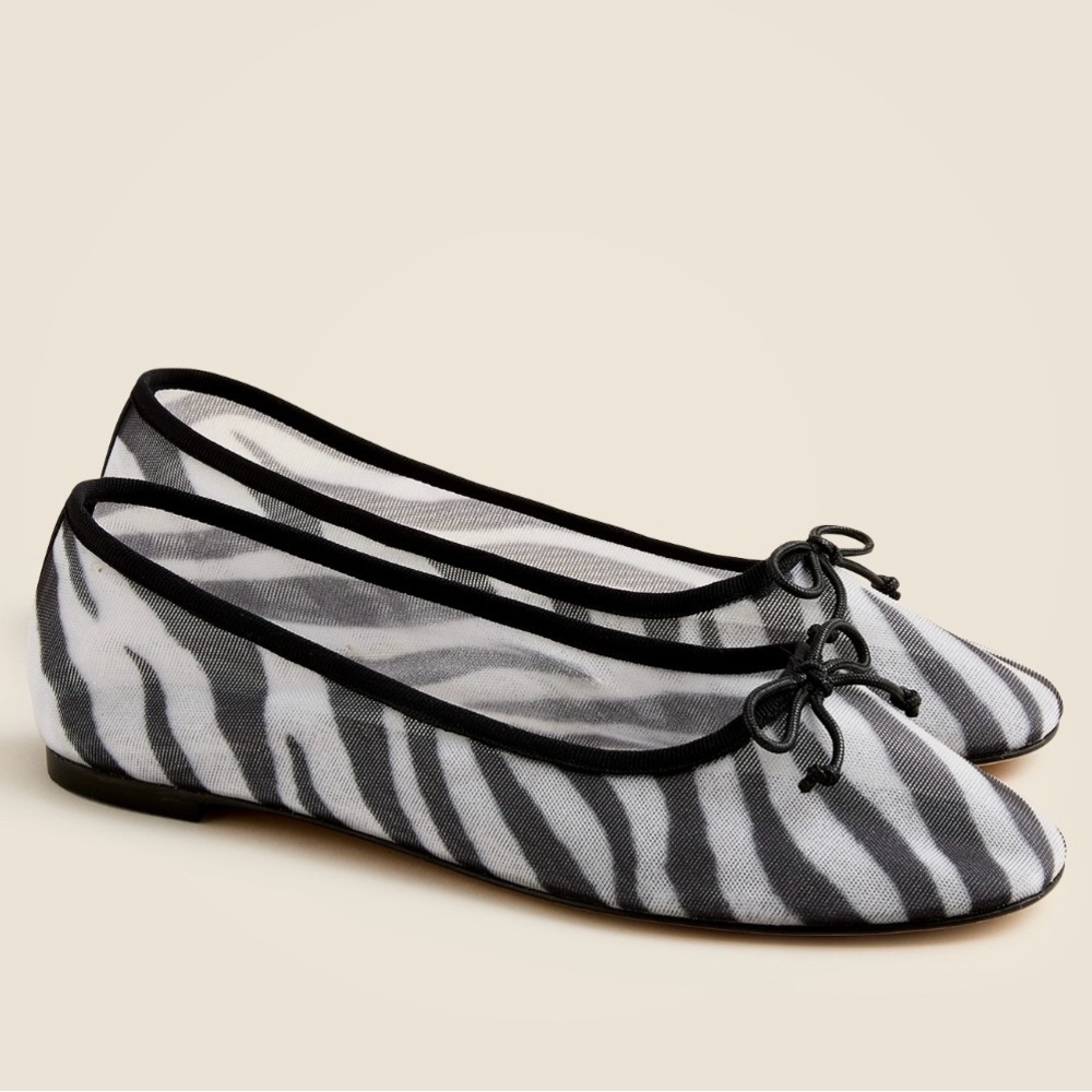 J.Crew Andi Mesh Ballet Flats in Zebra Print